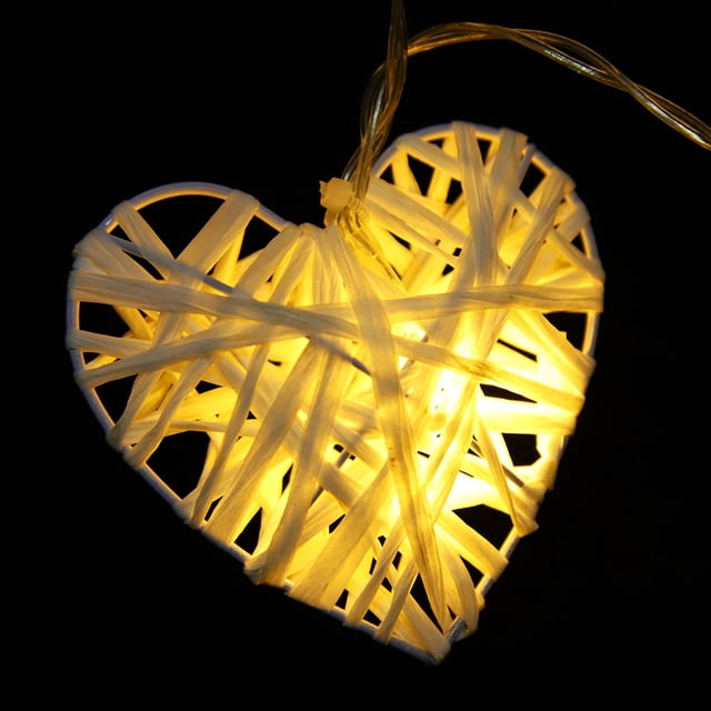 Cadena De Luz De Ratán De Planta De Ratán Natural, Cadena De Luz De Ratán En Forma De Corazón Luz De Ratán Romántica, 2,8 X 2,8 Pulgadas Para Fiesta En Casa