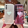 thumbnail image 2 of for Samsung Galaxy S21 3D Heart Clear Case Cute Galaxy S21 5G Phone Case for Women Girls Camera Lens Protection Soft Matte Bumper Protection Transparent Cover for Samsung S21 6.2 inch (Purple), 2 of 9