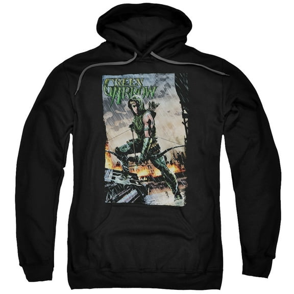 Trevco Jla-Fire And Rain Adult Pull-Over Hoodie- Black - Small