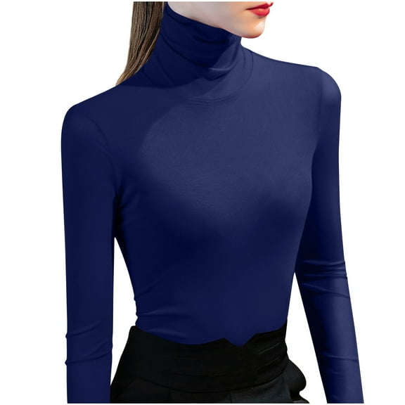 STETMN Women's Turtleneck Shirt Casual Long Sleeve Slim Tops Lightweight Warm Layer T-Shirt