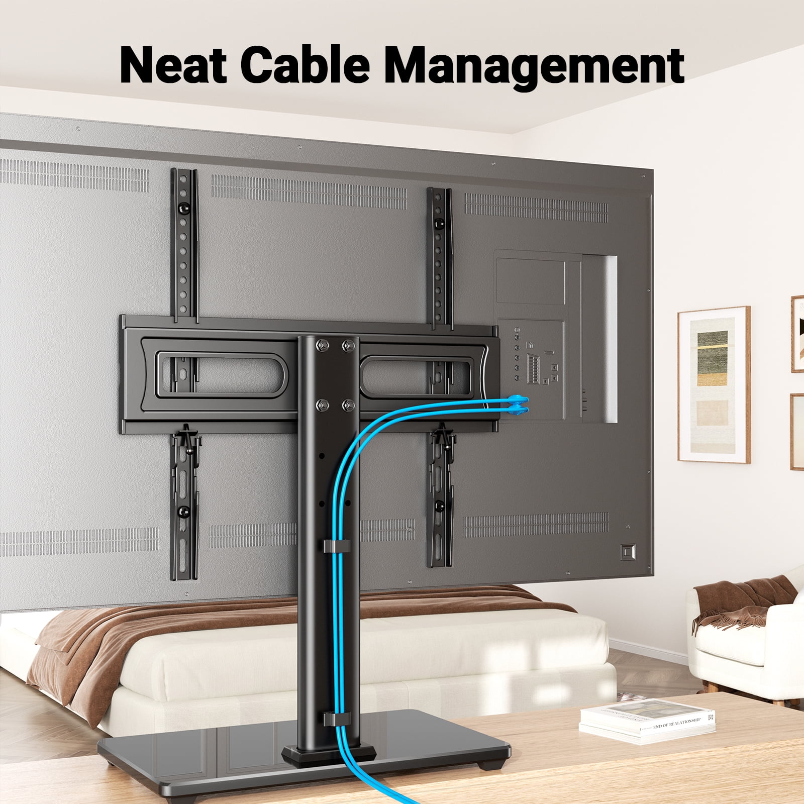PERLESMITH Universal TV Base for 32"-60" TVs, ±35°Swivel, 88-lb Capacity,  Max VESA 400x400mm, Height Adjustable, PSTVS28B
