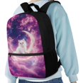 thumbnail image 4 of Uourmeti Cat and Moon Pattern Backpack for School Vacation, Rich Texture Durable Fabric School Backpack Smooth Zippers Student Bookbag, 4 of 6