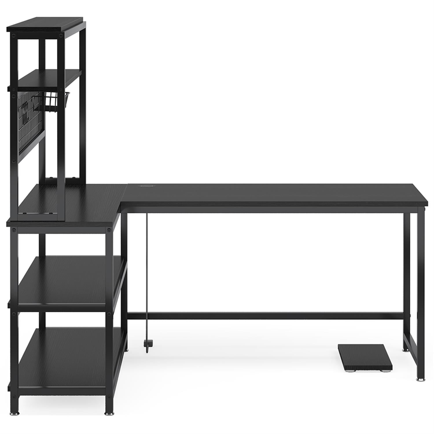 Demi Bonn 55" Computer Desk with Wireless Charging, Office Desk with Shelves, Reversible L-Shaped Gaming Desk, Corner Desk with Storage, Work Desk, Black