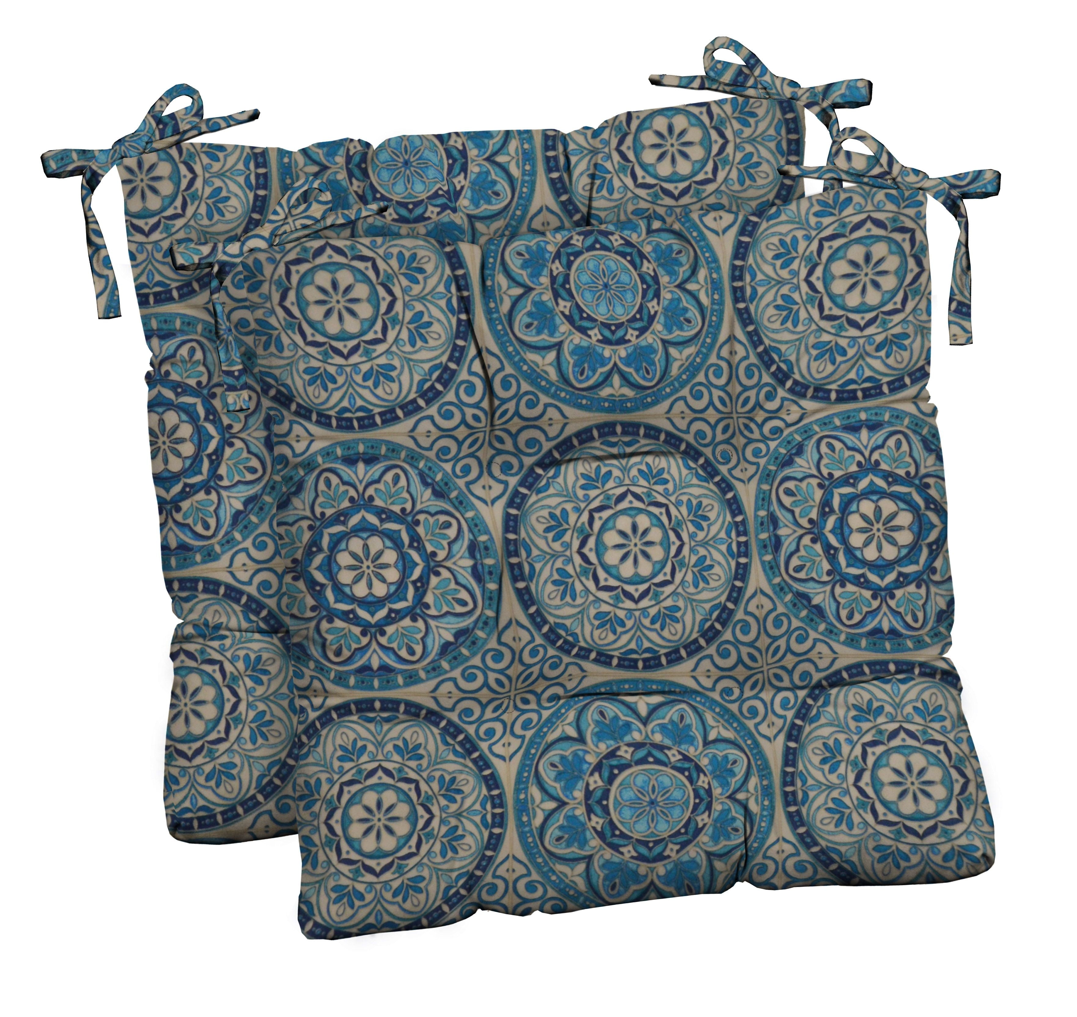 RSH Décor Indoor Outdoor Set of 2 Tufted Dining Chair Seat Cushions, 17