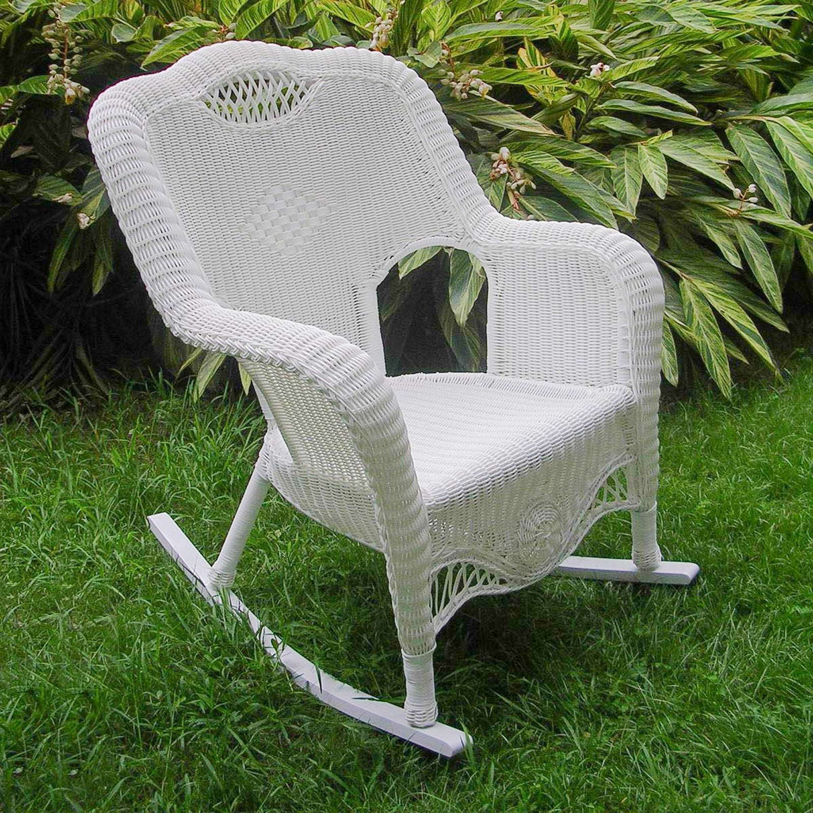 International Caravan Maui Resin Wicker, Maui Camelback Resin Wicker Steel Outdoor Rocking Chair Set Of 2