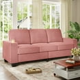 thumbnail image 2 of Muumblus 83.5" Living Room Sofa with Cup Holders, Cozy Plush Upholstered Couch, Corduroy Sofa 3-Seater, Pink, 2 of 12