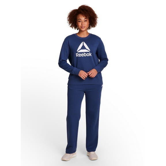 Reebok Women's and Women's Plus Sport Core Crewneck and Straight Leg Pant 2-Piece Set, Sizes XS-4X