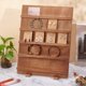 thumbnail image 5 of Exhibidor de aretes de madera de 5 niveles, soporte para joyería, vitrina desmontable con ranuras, estante rústico para tarjetas y etiquetas de aretes, 5 of 6