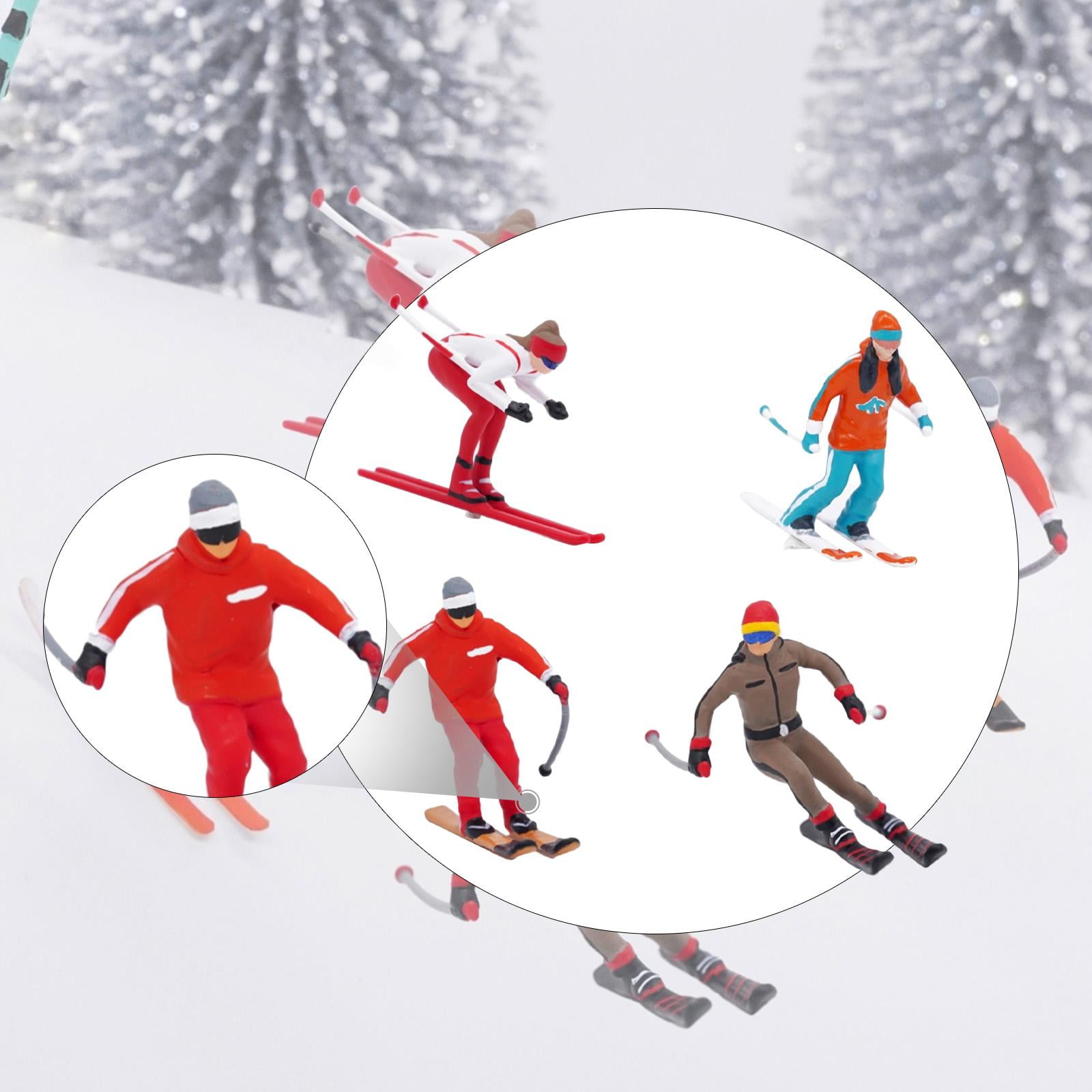 QccHieUs 4 Pieces 1/64 Scale Nordic Skiing Figure Miniature Skier Model Collection Crafts