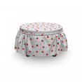 thumbnail image 3 of Flower Ottoman Cover, Calico Style Bloom, 2 Piece Slipcover Set with Ruffle Skirt for Square Round Cube Footstool Decorative Home Accent, Standard Size, Dark Coral White, by Ambesonne, 3 of 5