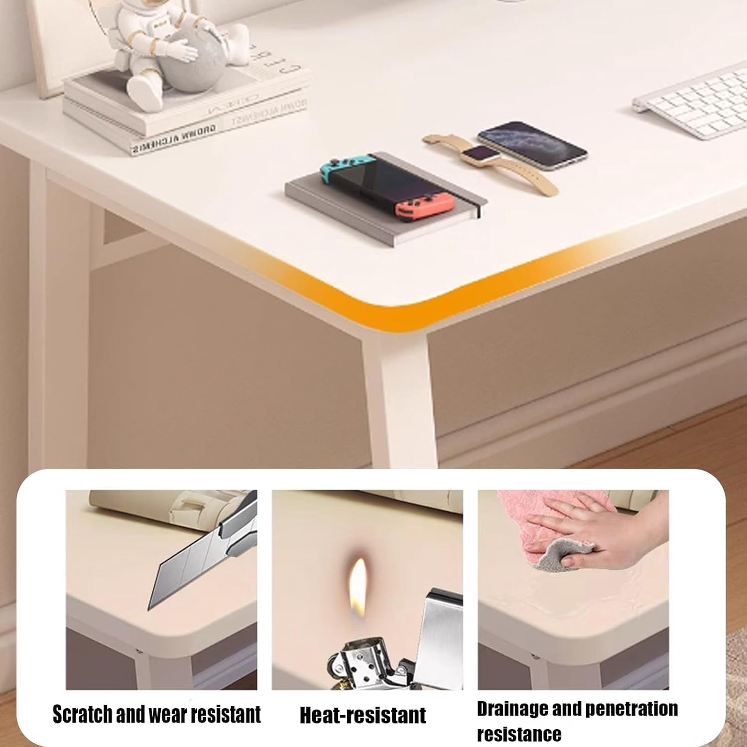 Computer Desk Modern Simple Style Desk for Home Office, 55 inch Small Writing Table or Bedroom,White