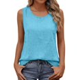 thumbnail image 2 of Fnhpitd Cotton-Linen Blend Tank Tops for Women Summer 2026 Casual Plus Size Sleeveless Gauze Shirts Tank Tops Basic Summer Casual Crewneck Blouse Blue Size: 3Xl, 2 of 7