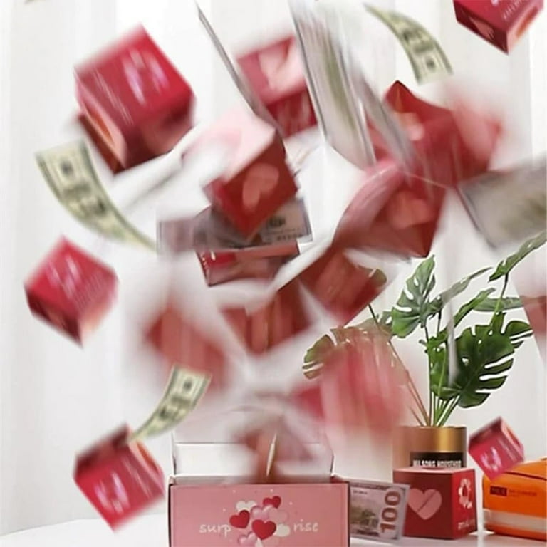 Surprise Gift Box Explosion for Money, Unique Folding Bouncing Red