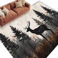 thumbnail image 3 of 6x9Ft Area Rugs Forest Elk Non-Skid Rubber Backing Large Rectangle Rugs - Living Room Bedroom Home Office, Rustic Nature Tree Retro Deer Silhouette Indoor Floor Mat Carpets Washable Rug, 3 of 9