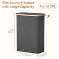 thumbnail image 4 of Lifewit 50L Slim Laundry Hamper with Lid, Narrow Laundry Basket with Removable Bag & Bamboo Handles, Fodable Thin Dirty Clothes Hamper for Laundry Collapsible Bin for Bathroom Bedroom Dorm, Dark Gray, 4 of 6