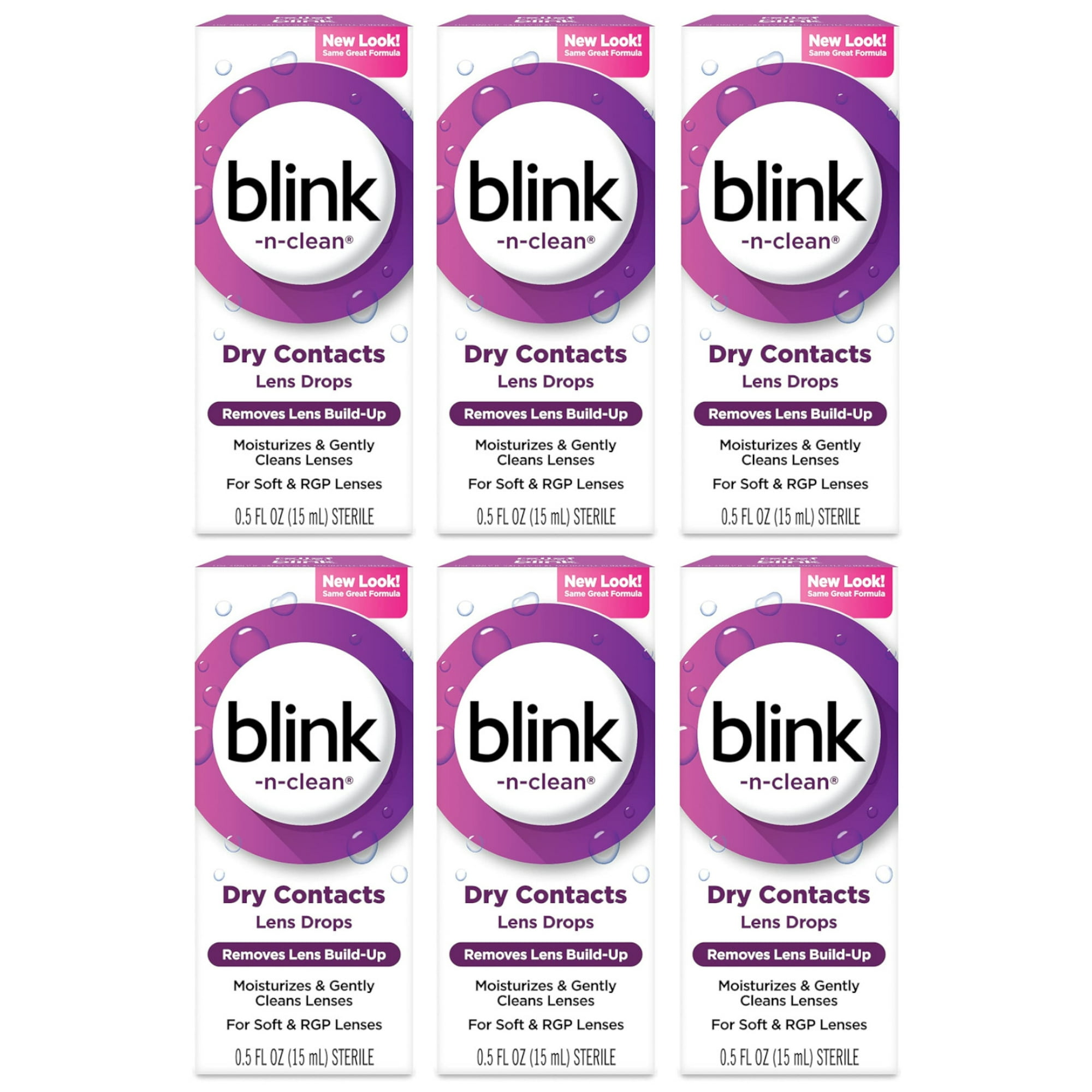 6 Pack - Blink-N-Clean Lens Drops for Any Soft Contact Lens 0.5 FL OZ