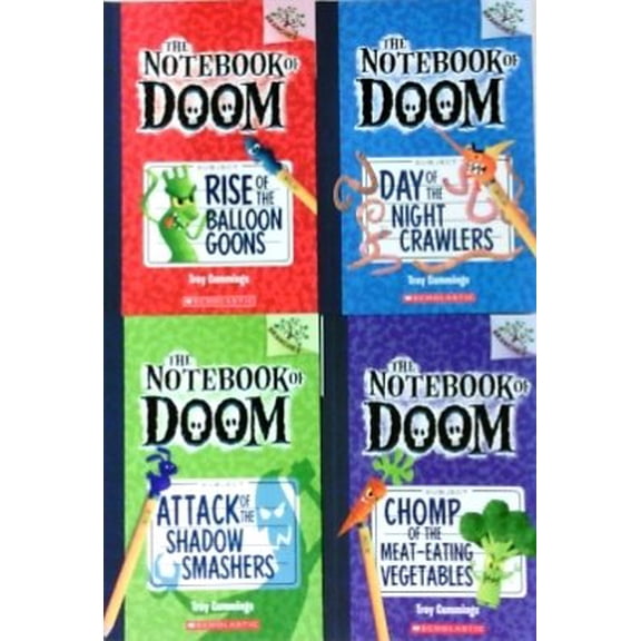 Pre-Owned The Notebook of Doom Pack Set of 4 Books, The Notebook of Doom #1: Rise of the Balloon Goons, The Notebook of Doom #2: Day of the Night Crawlers, The Notebook of Doom #3: Attack of the Shadow Smas...