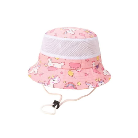 

ASashitenel Baby Kids Bucket Hat Cute Cartoon Animal Print Wide Brim Sun Protection Hat Girls Boys Casual Daily Beach Mesh Cap