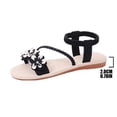 thumbnail image 5 of YTCAMLO Glitter Flat Sandals for Women, Casual Open Toe Floral Strappy Sandals with Ankle Strap, Travel Vacation Wedding Shoes, 5 of 9