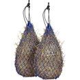 thumbnail image 1 of 2 piezas de red de heno de alimentación lenta de 42 pulgadas para caballos (azul real), resistente, pequeña, suave, 2 x 2 agujeros, cuerda de nailon para colgar, comedero de viaje ajustable para remol, 1 of 4