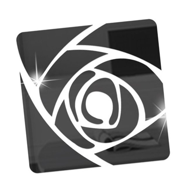 Pegatina de pared de espejo acrílico con diseño de rosas, impermeable, con diseño floral, para escalera Negro 20x20cm