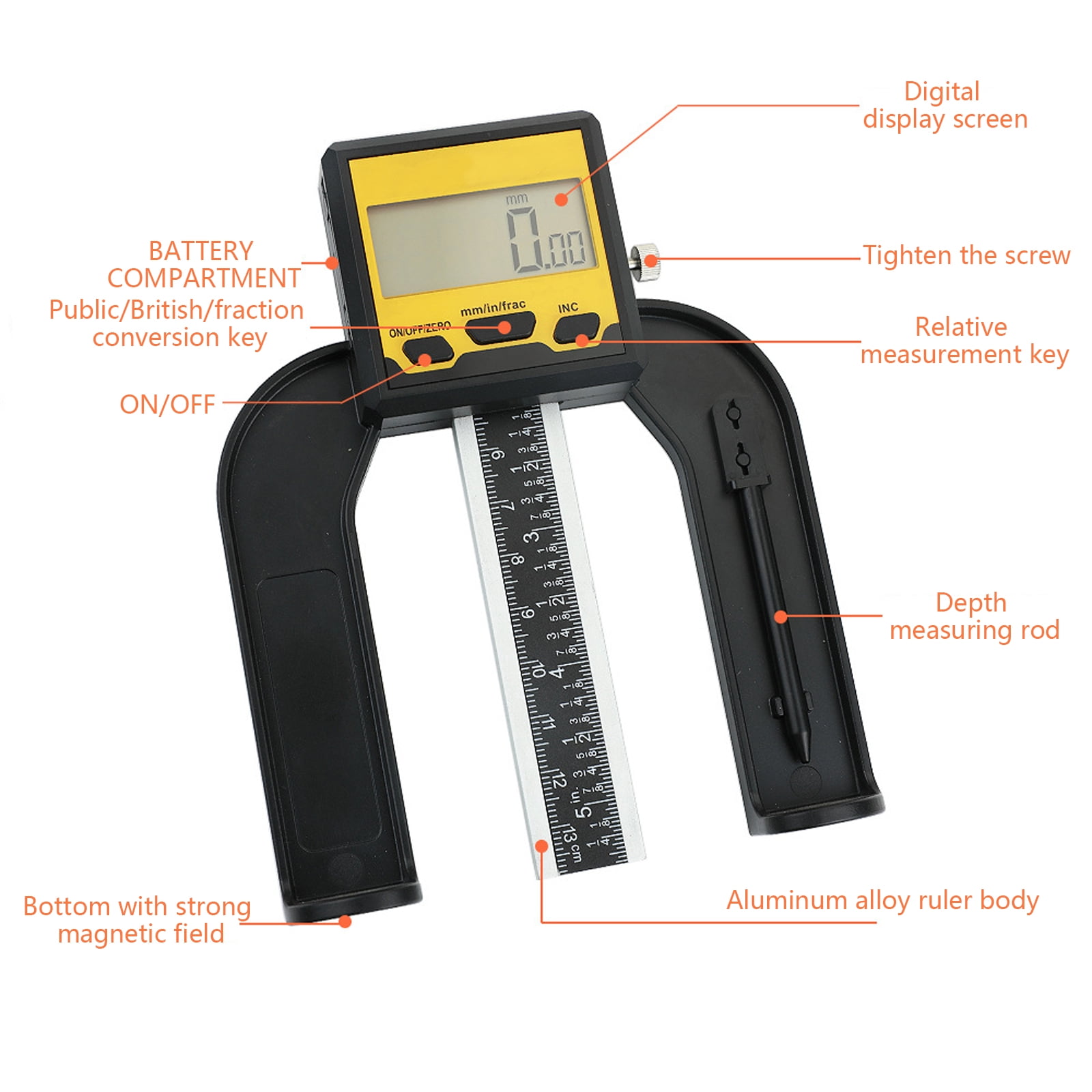 Automatic Shutoff Digital Depth Measuring Instrument With Fixation Suitable For DIYer Projects Professional Use