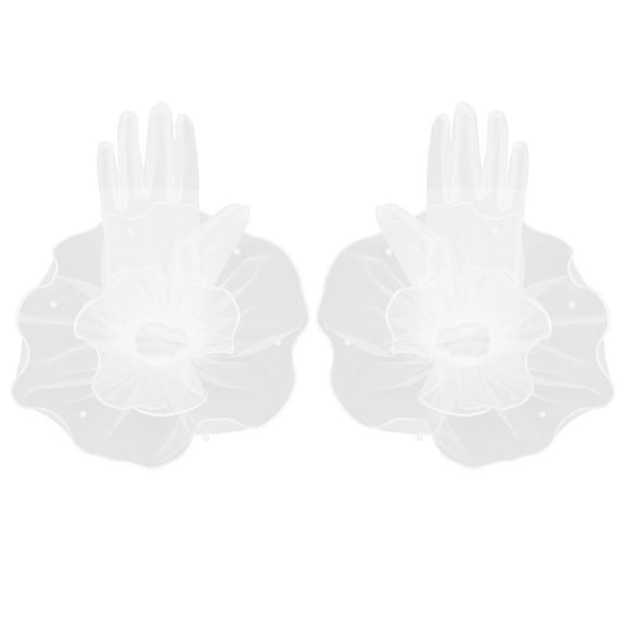 Masteelf 1 Pair Women Mesh Gloves Tea Party Gloves for Women Wedding Short White Dress Glove for Bridal Costume