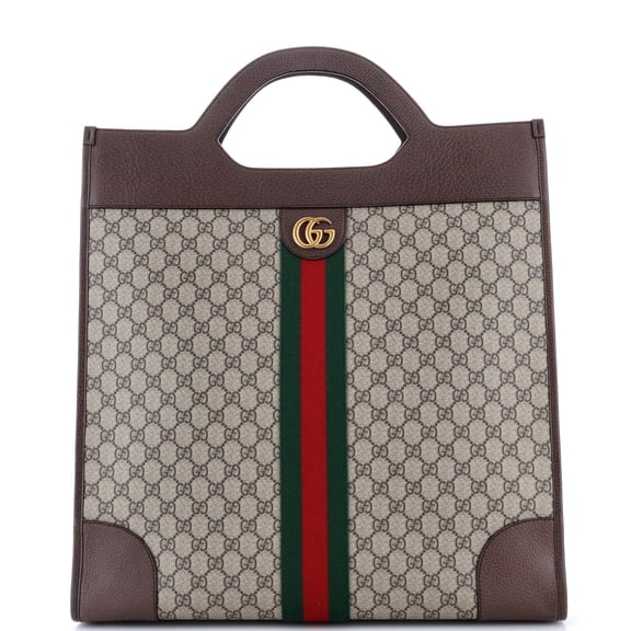 Pre-Owned Ophidia Cut Out Handle Tote GG Coated Canvas Large By Rebag