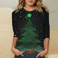 thumbnail image 2 of Fiaer Women T Shirts Shine Christmas Tree Trendy Tshirts 3/4 Sleeve Crew Neck Oversized Loose Fit Xmas Tops Green XXXL, 2 of 4