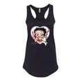 thumbnail image 2 of Wild Bobby, Betty Boop Heart Blowing Kiss Dog Betty Boop Ladies Racerback Tank Top, Black, Small, 2 of 5