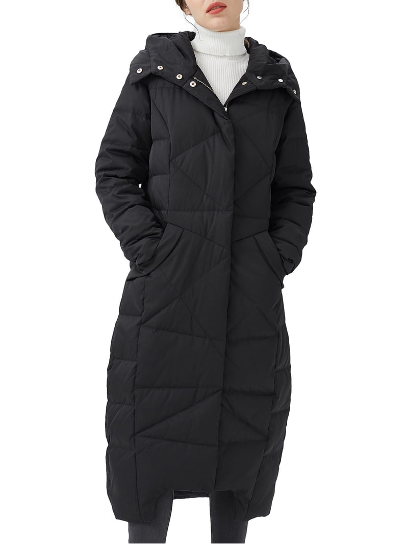 Orolay Women's Long Down Jacket Warm Winter Jacket Snow Coat Black