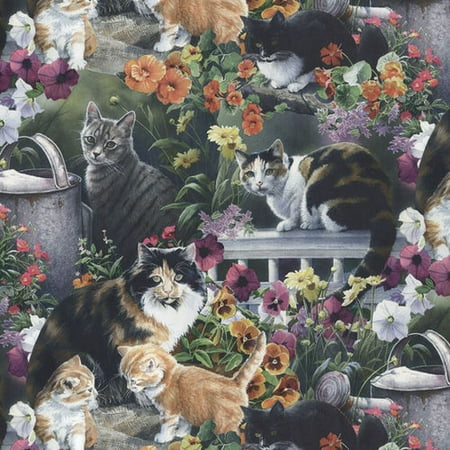 Springs Creative Cat Tales Scenic Fabric, per Yard
