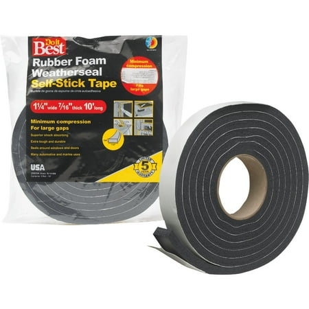 

Do it Best 1-1/4 W x 7/16 T x 10 L Black Foam Weatherstrip Tape