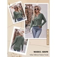 thumbnail image 7 of Nlife Women V Neck Decorative Buttons Long Sleeve Henley Top, 7 of 7