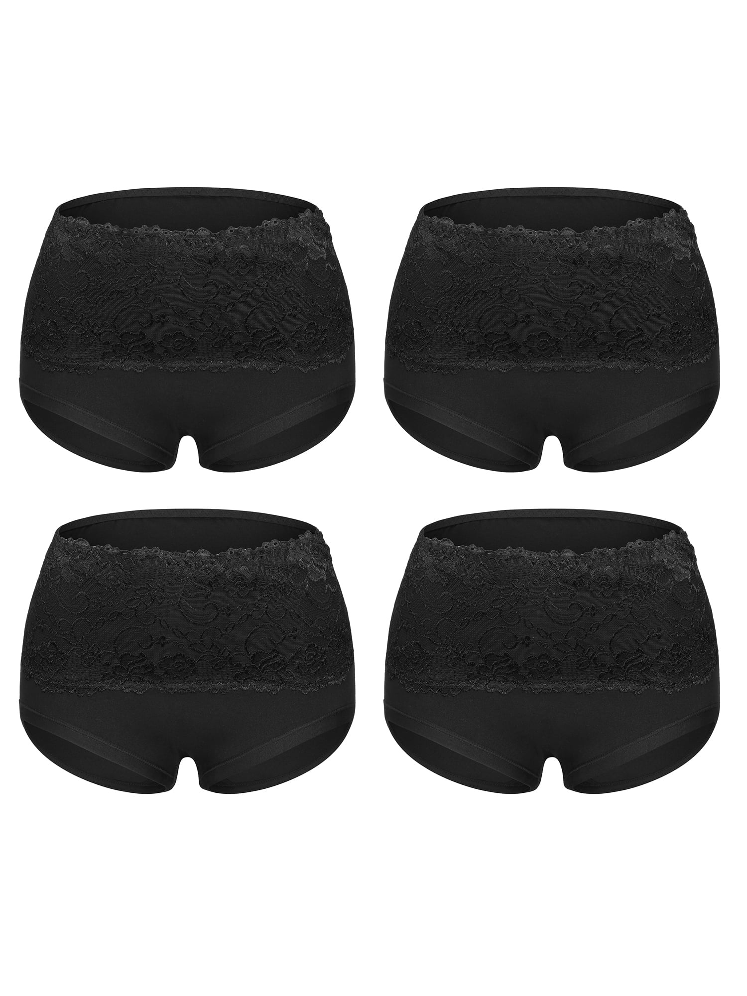 SAYFUT Women's High Waist Lace Print Cotton Solid Underwear Full