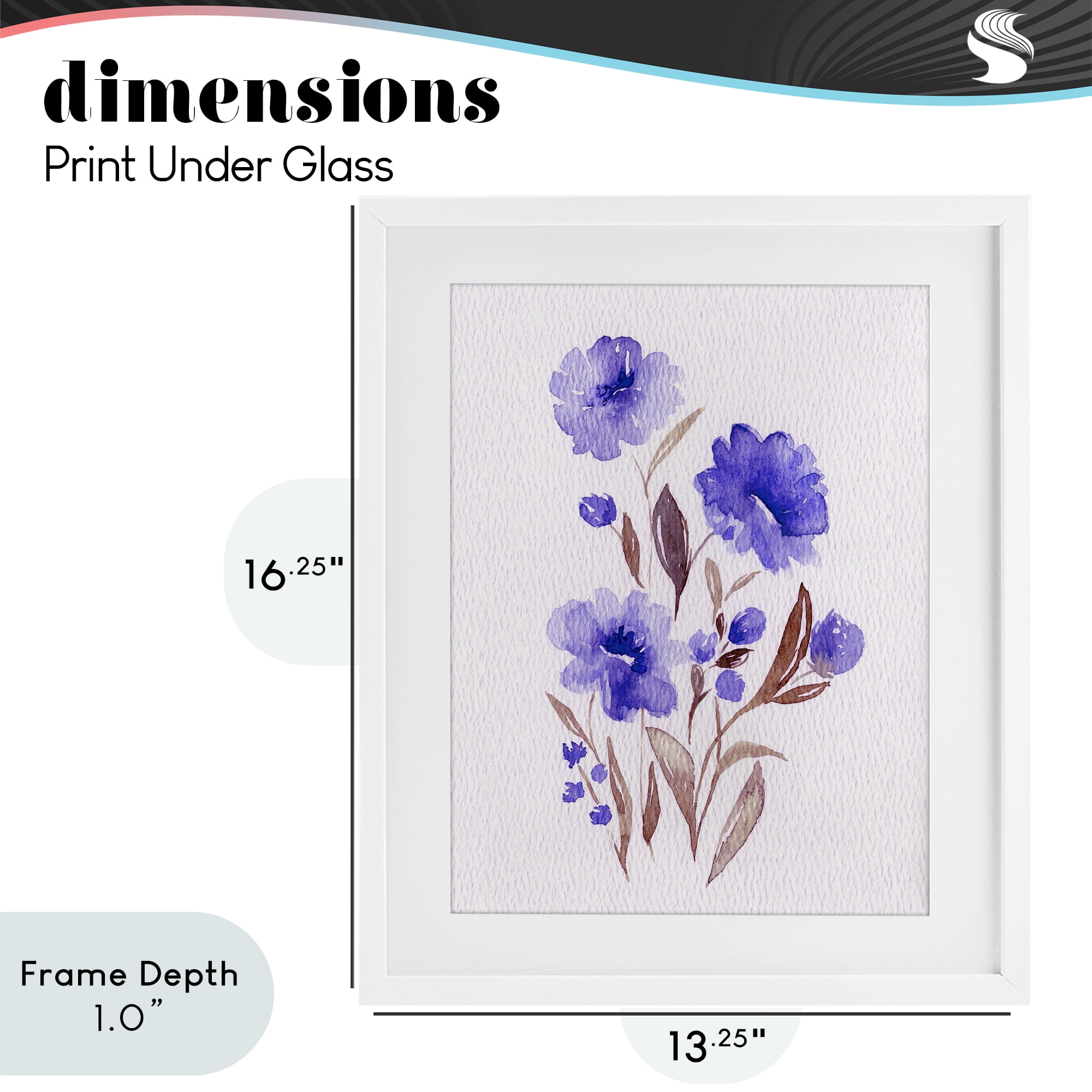 Stupell Industries Watercolor Purple Blossoms White Framed Print Under Glass, design by Leah Noel Art