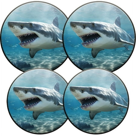 

Electric Stove Burner Covers Set of 4 Round Burner Cover 8 and 10 Inch Render of Great White Shark