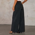 thumbnail image 4 of Wenini Women's High Waist Solid Loose Denim Pants Wide Leg Denim Jeans with Pockets, 4 of 6