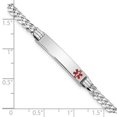 thumbnail image 4 of Auriga 14K White Gold Red Enamel Flat Curb Link Id Bracelet 8 inch for Women(L- 8inch, W- 5.5mm), 4 of 6