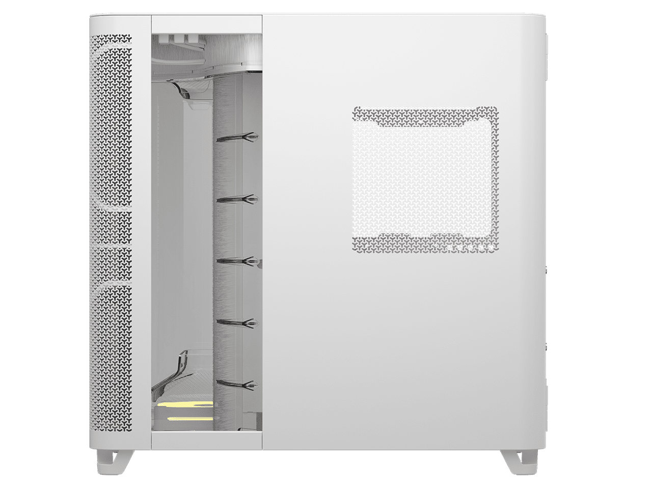 Corsair AIR 5400 LX-R RGB iCUE LINK Triple Chamber Mid-Tower PC Case-White with 3x iCUE LINK LX-R RGB 120mm reverse-rotor fans and System Hub Pre-Installed, BTF Back Plug Motherboard Design