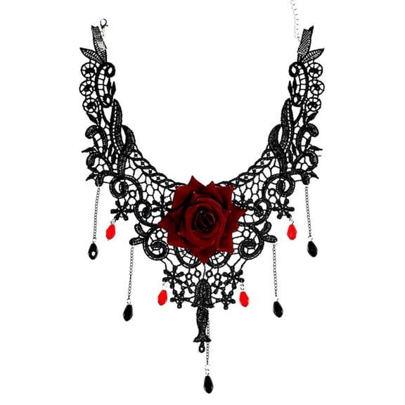 Victorian Lace Jewelry Choker Necklace with Pendant For Women Costume Jewelry, Floral Lace Choker Necklace
