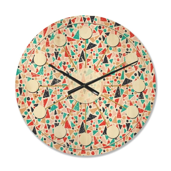 Designart 'Abstract Retro Pattern Design II' Mid-Century Modern Wood Wall Clock