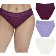 Maidenform Women's Perfect Fit Stretch Lace High Leg Underwear, 3-Pack Color: Orchid Purple White Size: SMALL