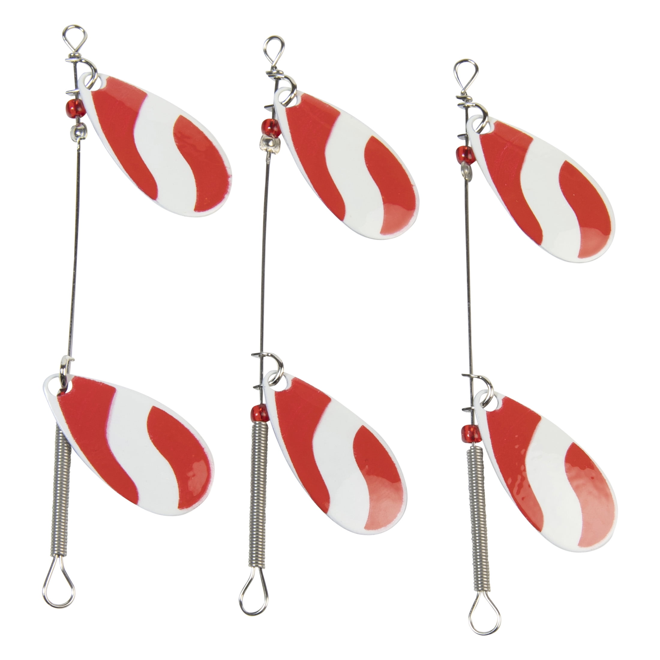 Lucky Strike Baitworks #3 Red & White Double Spinner - 3-pack - Fishing Spinner