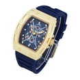 thumbnail image 3 of Men's Luxury Watch with Unique Tonneau Shape, Comfortable Silicone Band, Show your Style with Charles Raymond Design (ST10538 BLU- GLD), 3 of 4