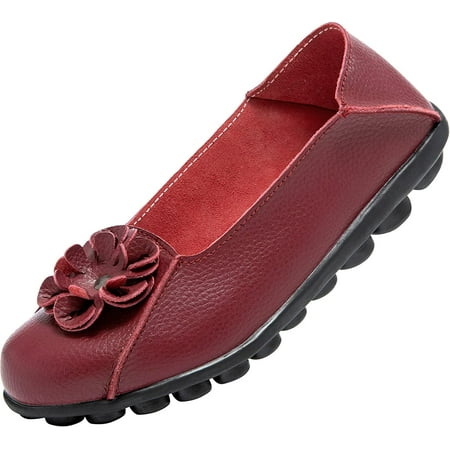 

Women s Leather Loafers Slip On Flats Casual Round Toe Moccasins Wild Breathable Comfortable Walking Working Driving Long Standing Fashion Soft Shoes