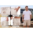 thumbnail image 6 of RICHCOIN Men's Linen Casual Classic Fit Short Drawstring Summer Beach Shorts with Pockets, 6 of 7