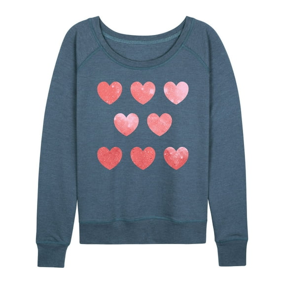 Instant Message - Watercolor Hearts - Ladies French Terry Long Sleeve Shirt