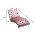 thumbnail image 4 of Velvet Upholstered Chaise Lounge Chair with Lumbar Pillow, Button Tufted Modern Sleeper Sofa Bed for Living Room & Bedroom, Pink Acrylic Legs Ergonomic Design, 4 of 9