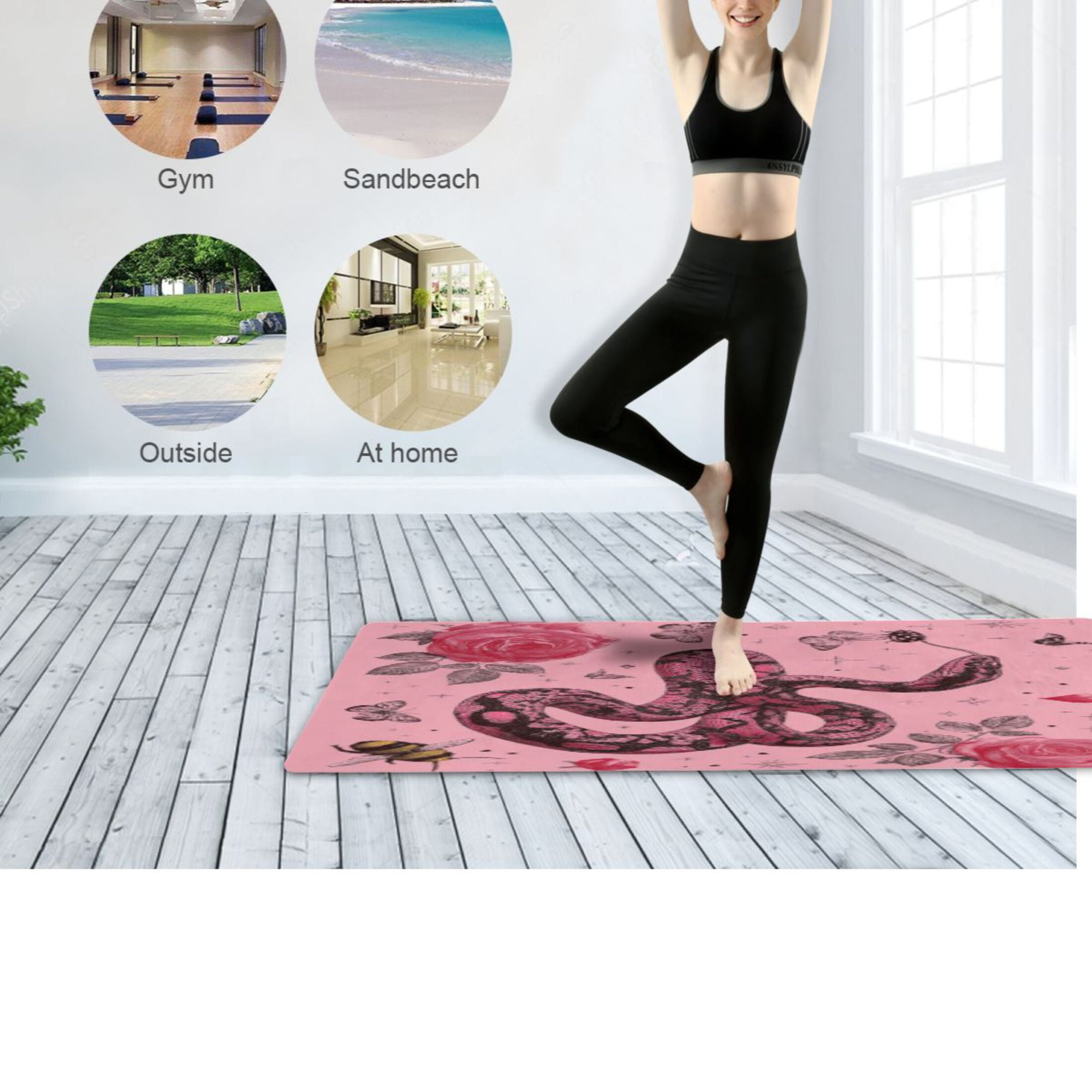 BZSMCE Yoga Mat Women Fitness Mat Pink Eden Tangles Pattern